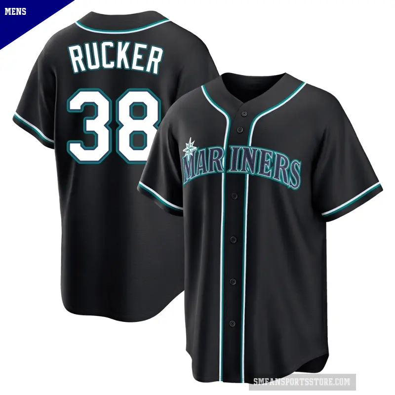 Men's No.38 Michael Rucker Seattle Mariners Black Replica Fashion Out Jersey