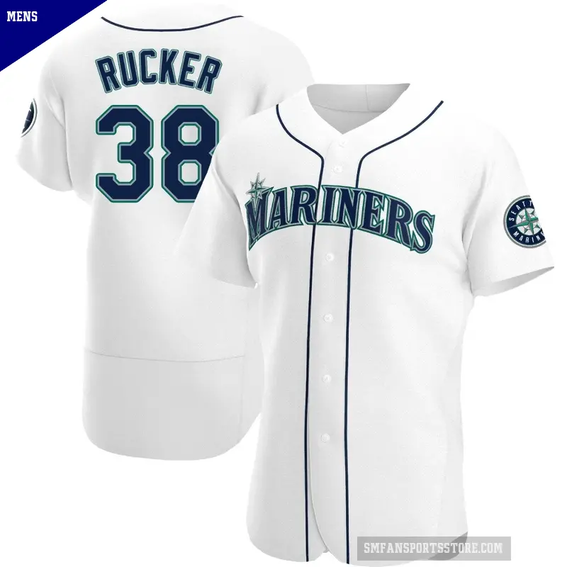 Men's No.38 Michael Rucker Seattle Mariners White Authentic Home Jersey