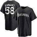 Men's No.58 Seranthony Dominguez Seattle Mariners Black/White Replica Jersey