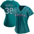 Women's No.38 Michael Rucker Seattle Mariners Aqua Authentic Alternate Jersey