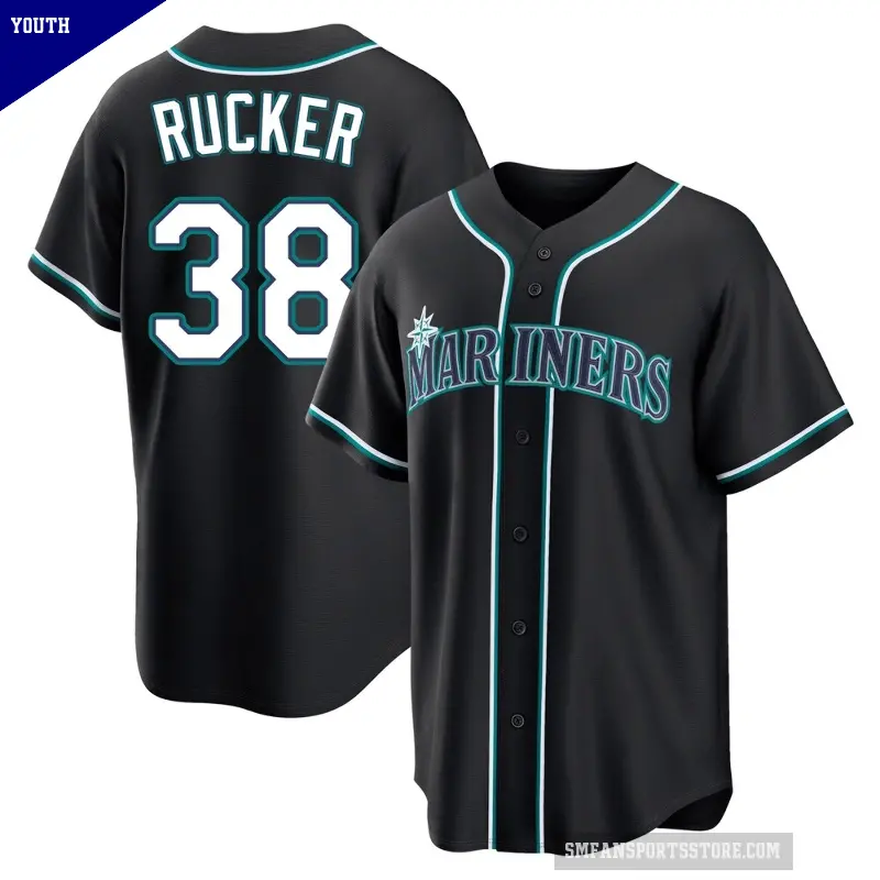 Youth No.38 Michael Rucker Seattle Mariners Black Replica Fashion Out Jersey