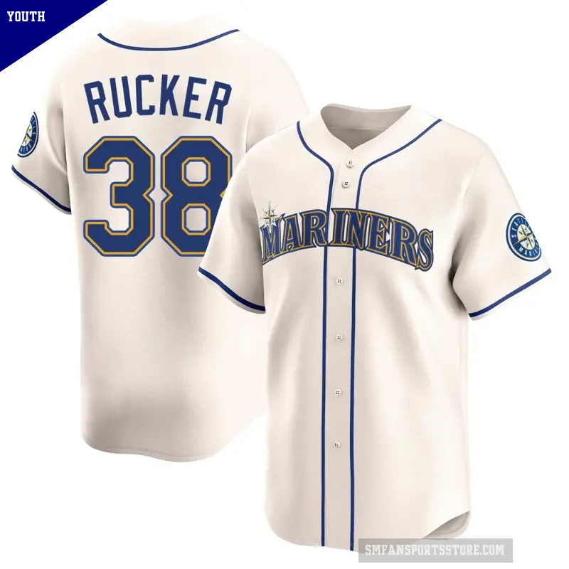 Youth No.38 Michael Rucker Seattle Mariners Cream Limited Alternate Jersey