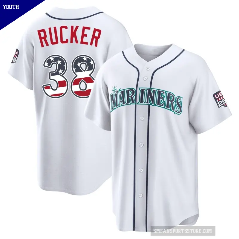 Youth No.38 Michael Rucker Seattle Mariners White Limited USA 250 Fourth Of July Home Stadium Jersey
