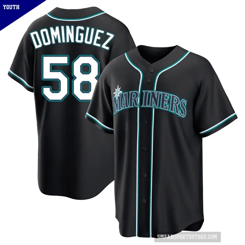 Youth No.58 Seranthony Dominguez Seattle Mariners Black Replica Fashion Out Jersey
