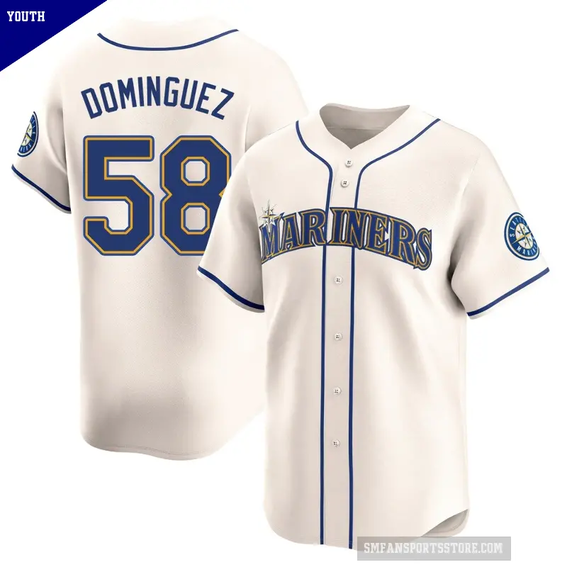 Youth No.58 Seranthony Dominguez Seattle Mariners Cream Limited Alternate Jersey