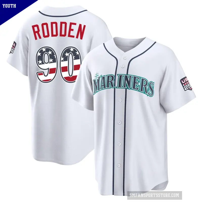 Youth No.90 Brock Rodden Seattle Mariners White Limited USA 250 Fourth Of July Home Stadium Jersey